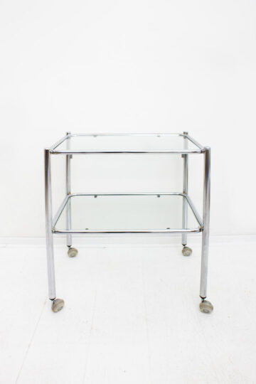 Vintage twee-laags trolley met verchroomde frame 