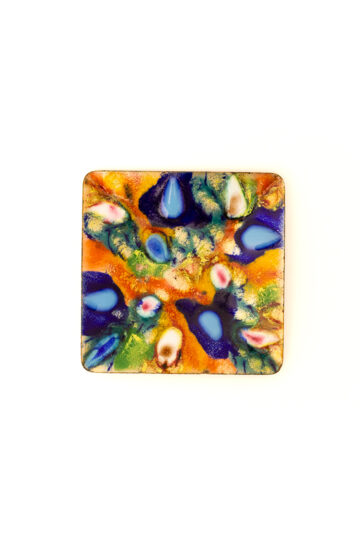 Vintage vierkante emaille bordje of asbak J Capo