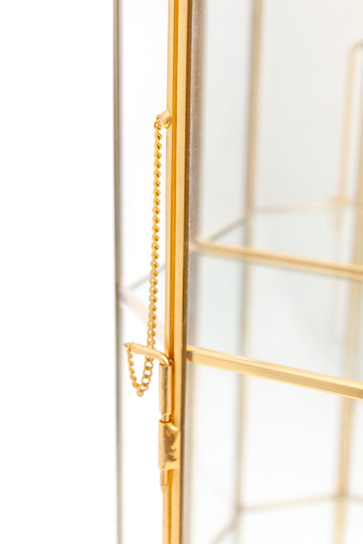 Vintage vitrinekast messing verguld 24k handgemaakt in Italië