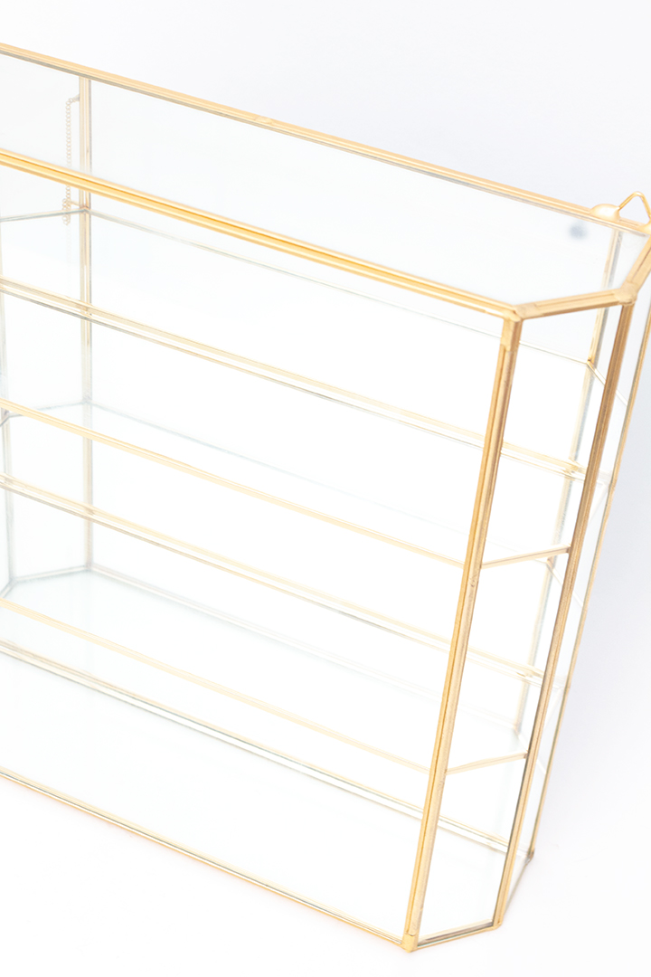 Vintage vitrinekast messing verguld 24k handgemaakt in Italië