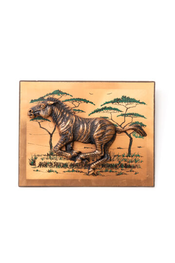 Vintage wanddecoratie met zebra in 3D