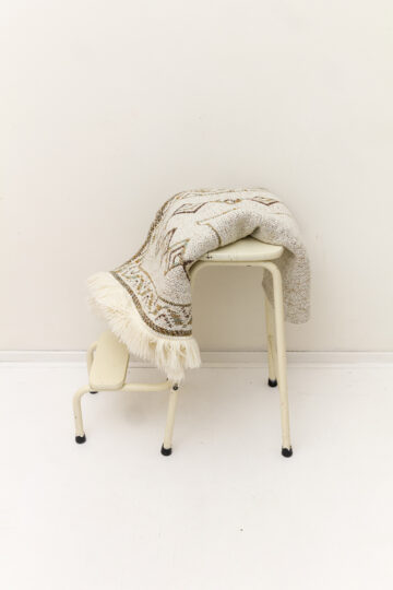 Vintage wollen deken geweven beige/bruin