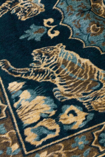 Vintage wollen deken met tijgers donkergroen/bruin/beige