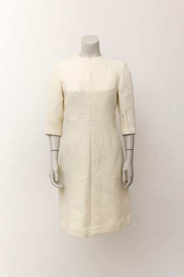 Vintage wollen jurk crèmekleurig met swirl-patroon