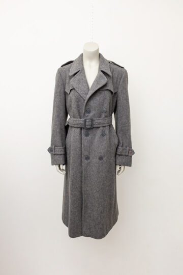 Vintage wollen trenchcoat grijs met ceintuur Loden Salzburg