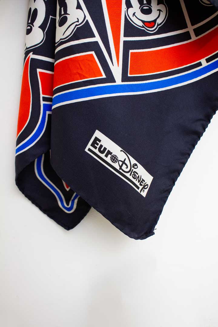 Vintage zijden carré sjaaltje Mickey Mouse Disney