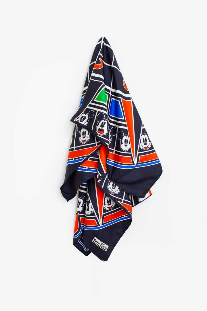 Vintage zijden carré sjaaltje Mickey Mouse Disney