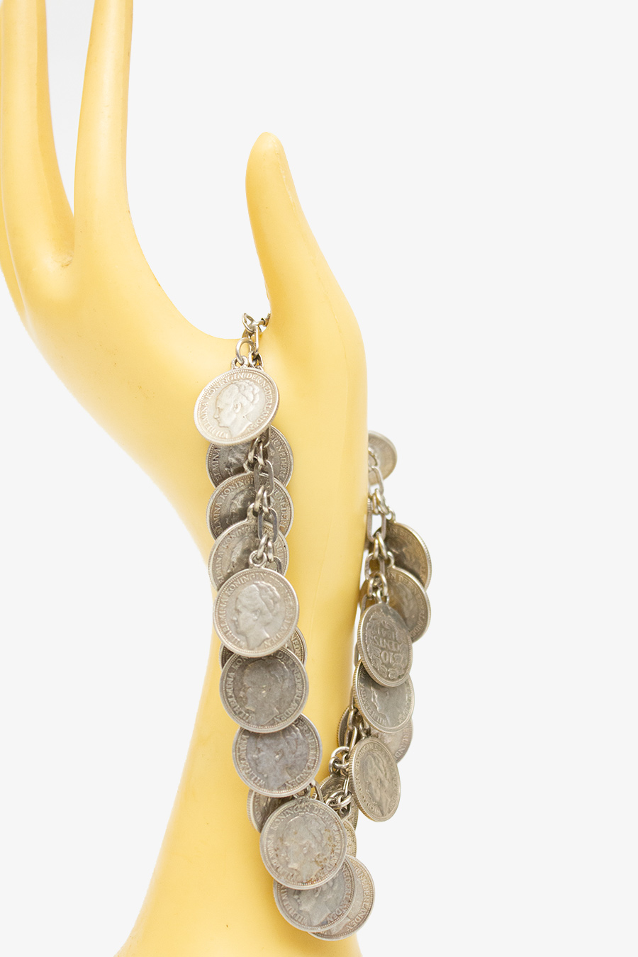 Vintage zilveren 835 armband Wilhemina dubbeltjes 1e helft 20e eeuw