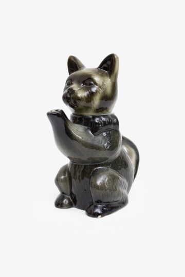 Vintage zwart-grijze Original Porzellan theepot/karaf kat