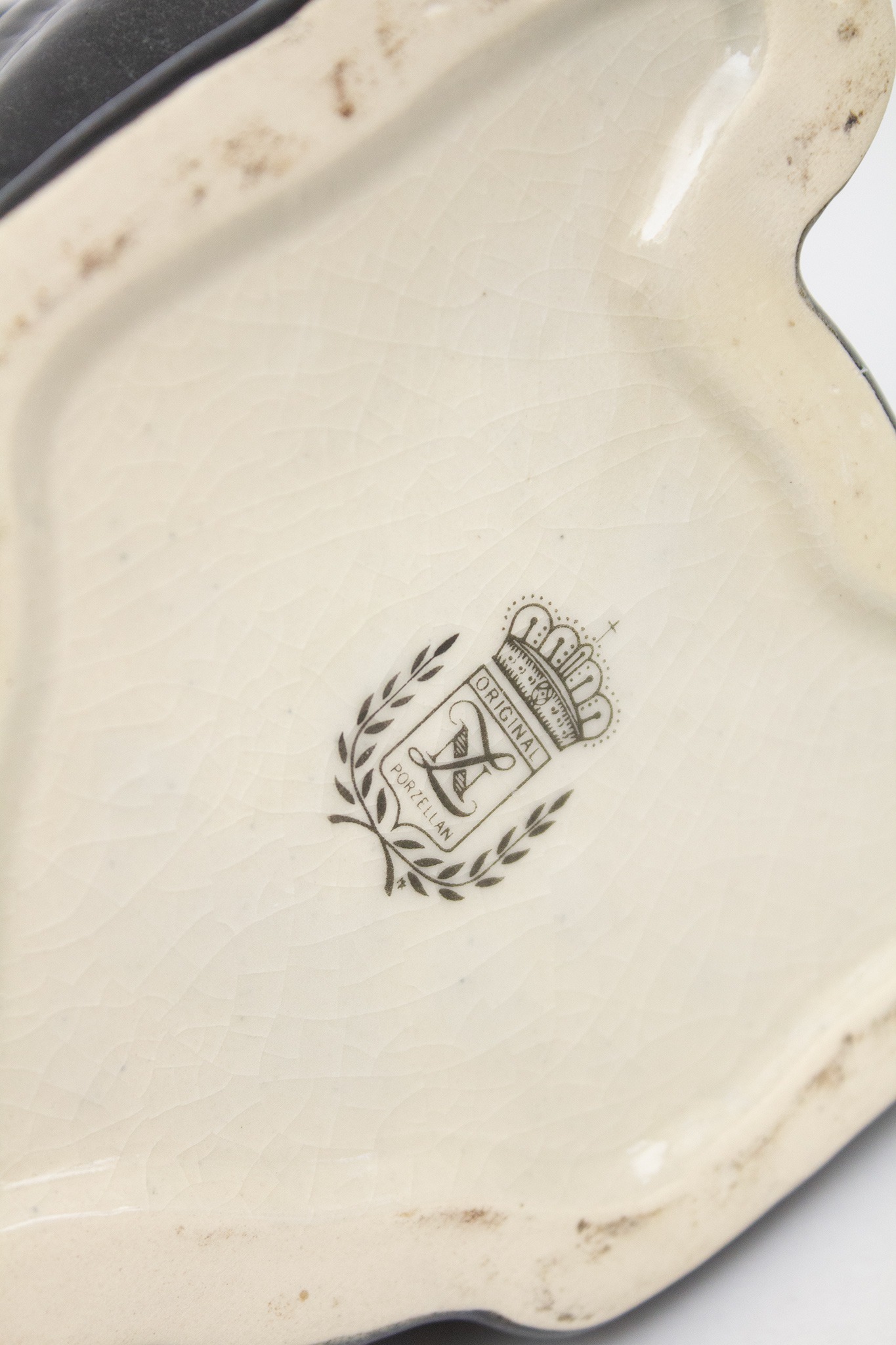 Vintage zwart-grijze Original Porzellan theepot/karaf kat - Afbeelding 5