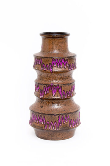 West-Germany vaas Pagoda Scheurich 267-38 bruin met paarse zigzag