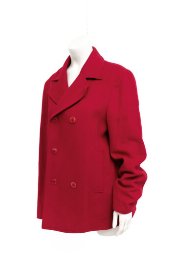 Wijnrode Miu Miu herenjas van kasjmier en wol met dubbele rij knopen