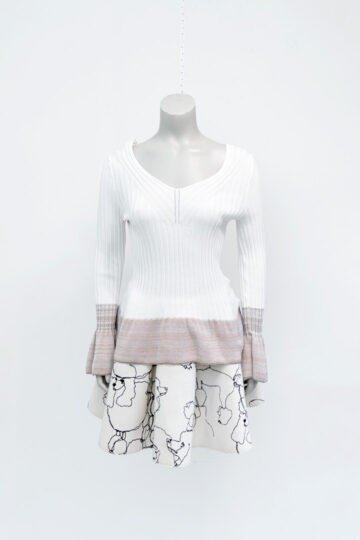 Witte gebreide trui met geplooide mouwen Italië