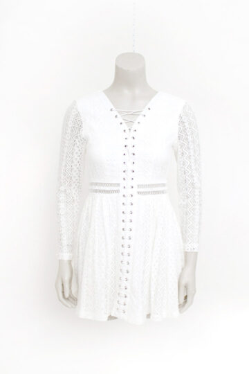 Witte kanten jurk met rijgkoord