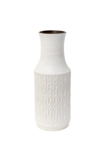Witte vintage Carstens West-Germany vaas met geruit patroon 7001-40