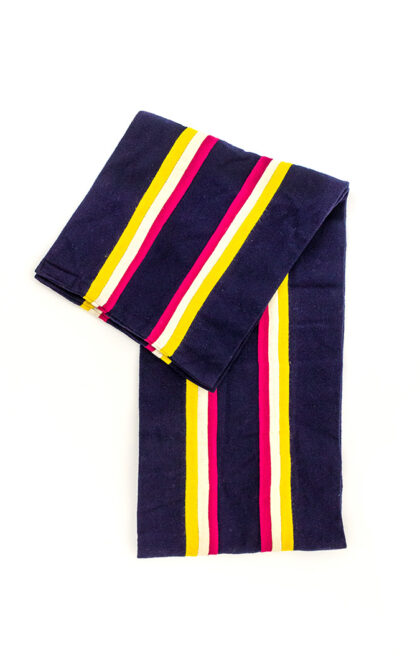 Wollen college sjaal donkerblauw met strepen vintage jaren 80