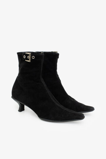 Y2K zwarte suède Prada enkellaarsjes