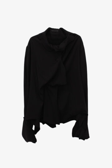 Yohji Yamamoto S/S21 zwarte zijden blouse met ronde vormen