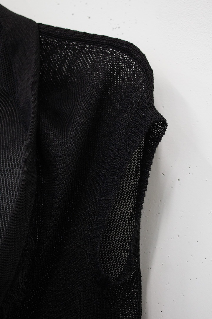 Yohji Yamamoto mouwloos frailed vestje met geknoopt detail