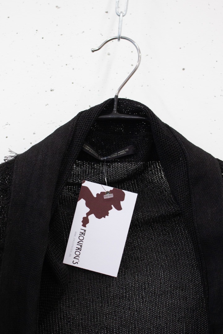 Yohji Yamamoto mouwloos frailed vestje met geknoopt detail