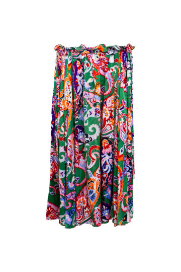 Zijden Kenzo rok met rijke groen gekleurde print