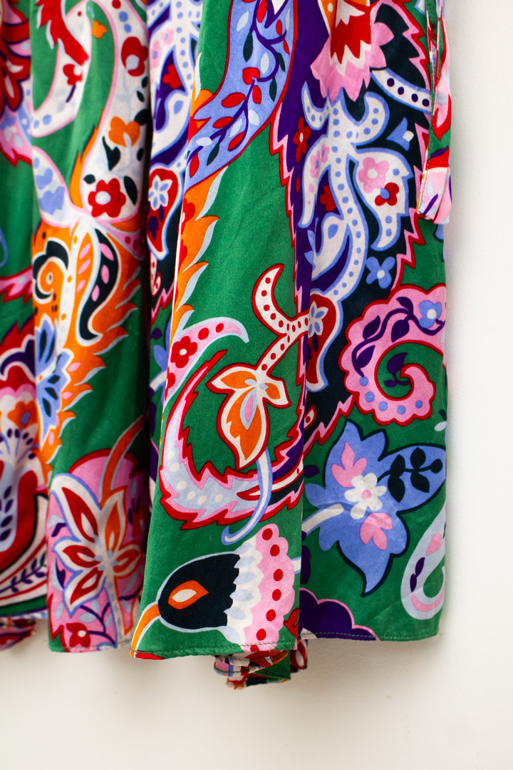 Zijden Kenzo rok met rijke groen gekleurde print