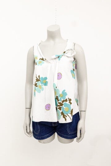 Zomerse witte Marni top met strik en bloemenprint