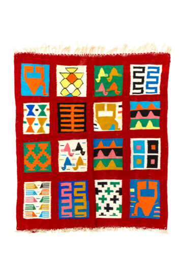 Zuid-Amerikaans wollen wandkleed rood met verschillende vlakken