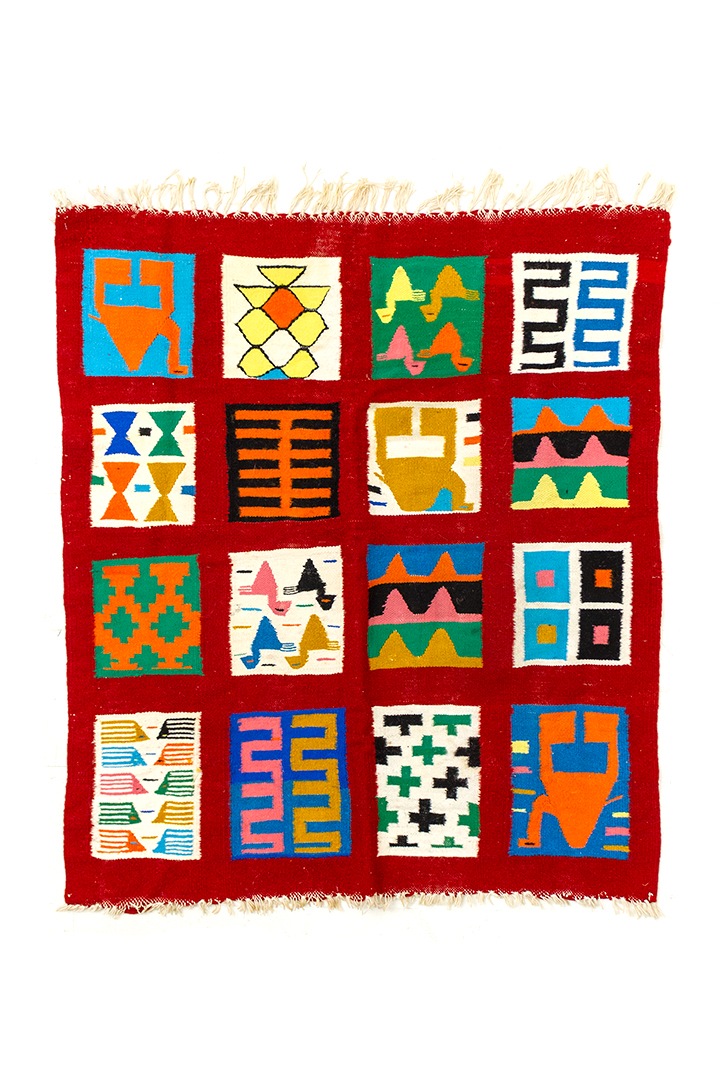 Zuid-Amerikaans wollen wandkleed rood met verschillende vlakken