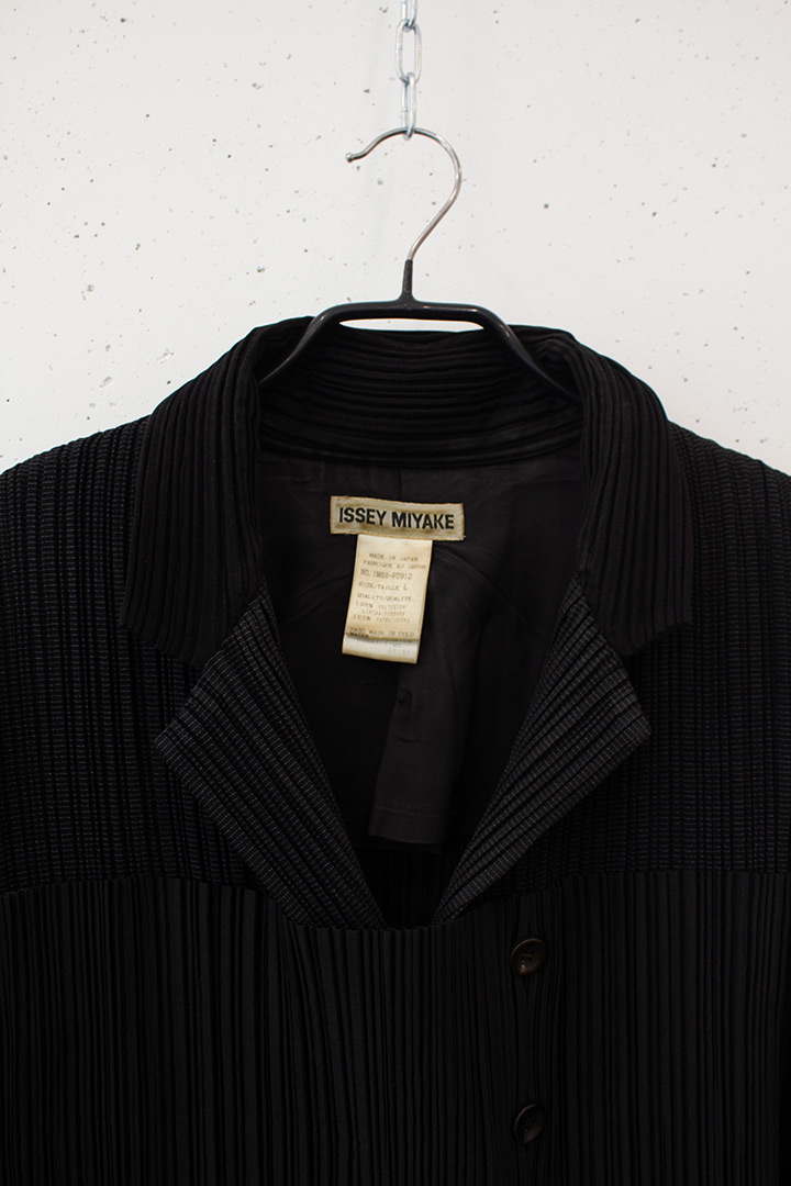 Issey Miyake pleated jas/colbert met panelen en strepen FW98/99