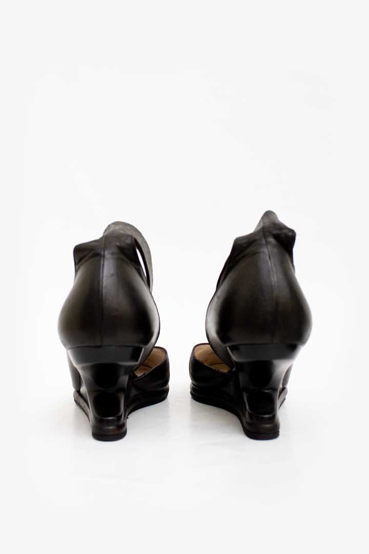 Zwarte leren Jan Jansen wedge schoenen