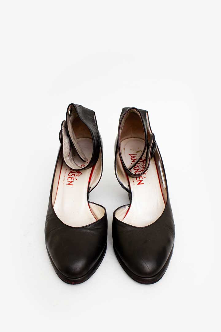 Zwarte leren Jan Jansen wedge schoenen