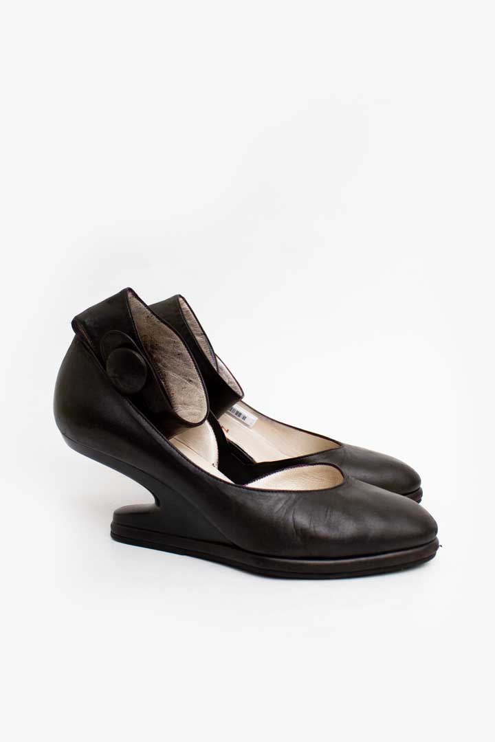 Zwarte leren Jan Jansen wedge schoenen