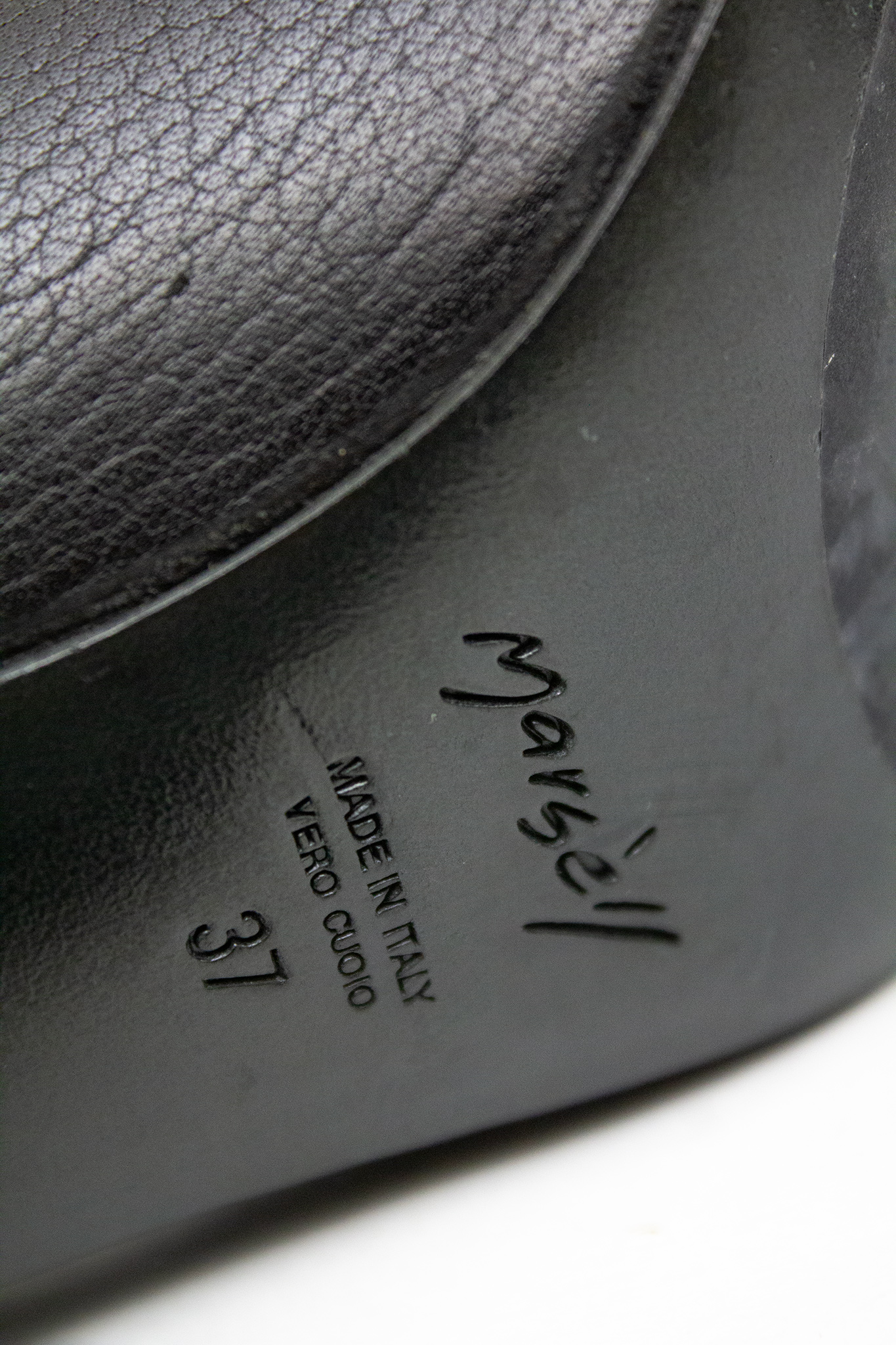 Zwarte leren Marsell veterlaarsjes met hak