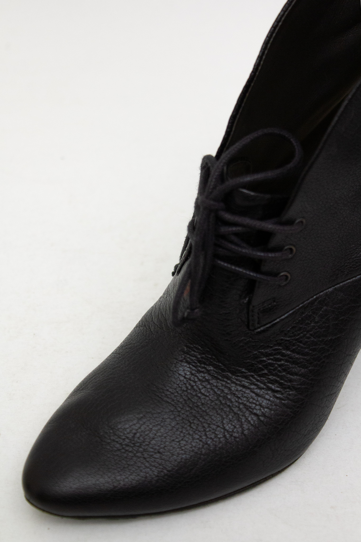 Zwarte leren Marsell veterlaarsjes met hak