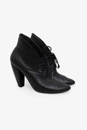 Zwarte leren Marsell veterlaarsjes met hak