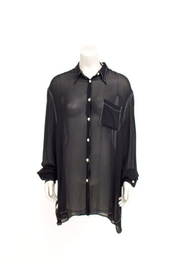 Zwarte vintage Junior Gaultier semi-transparante blouse