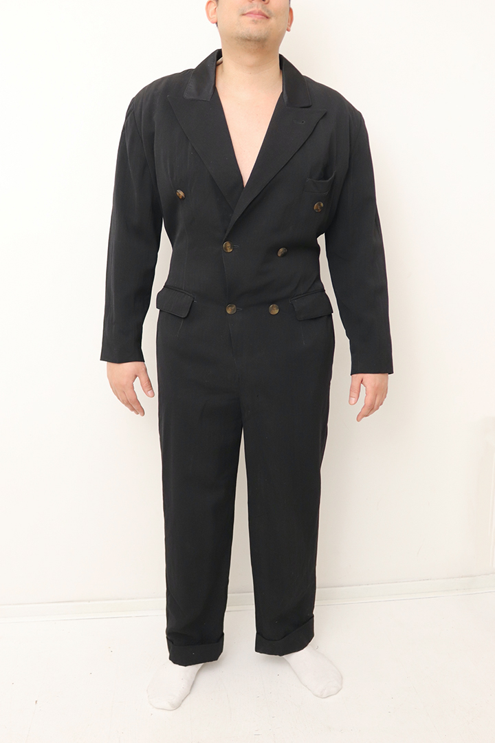 Zwarte vintage jumpsuit voor heren Jean Paul Gaultier x Gibo jaren 80