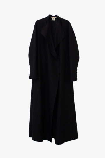 Zwarte wollen Dries van Noten jas knoopjes detail