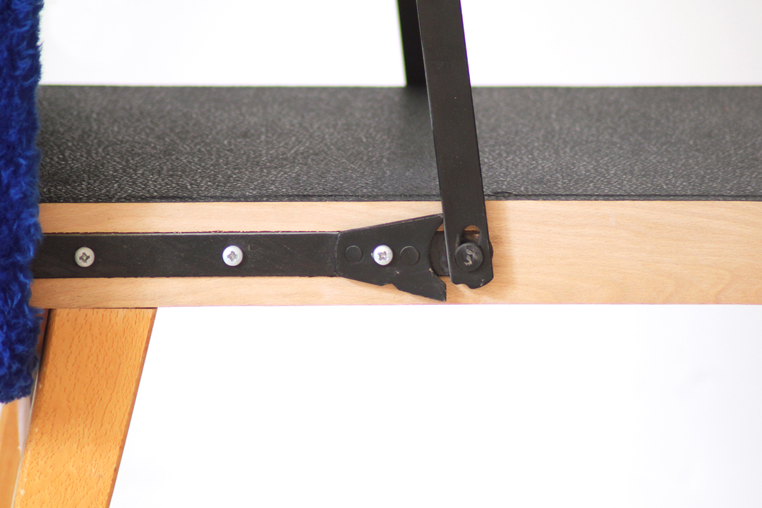 Blauw harig vintage voetenbankje / trapje - Afbeelding 4