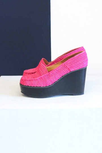 Roze raffia wedges met plateauzool van Carven by Robert Clergerie maat 36