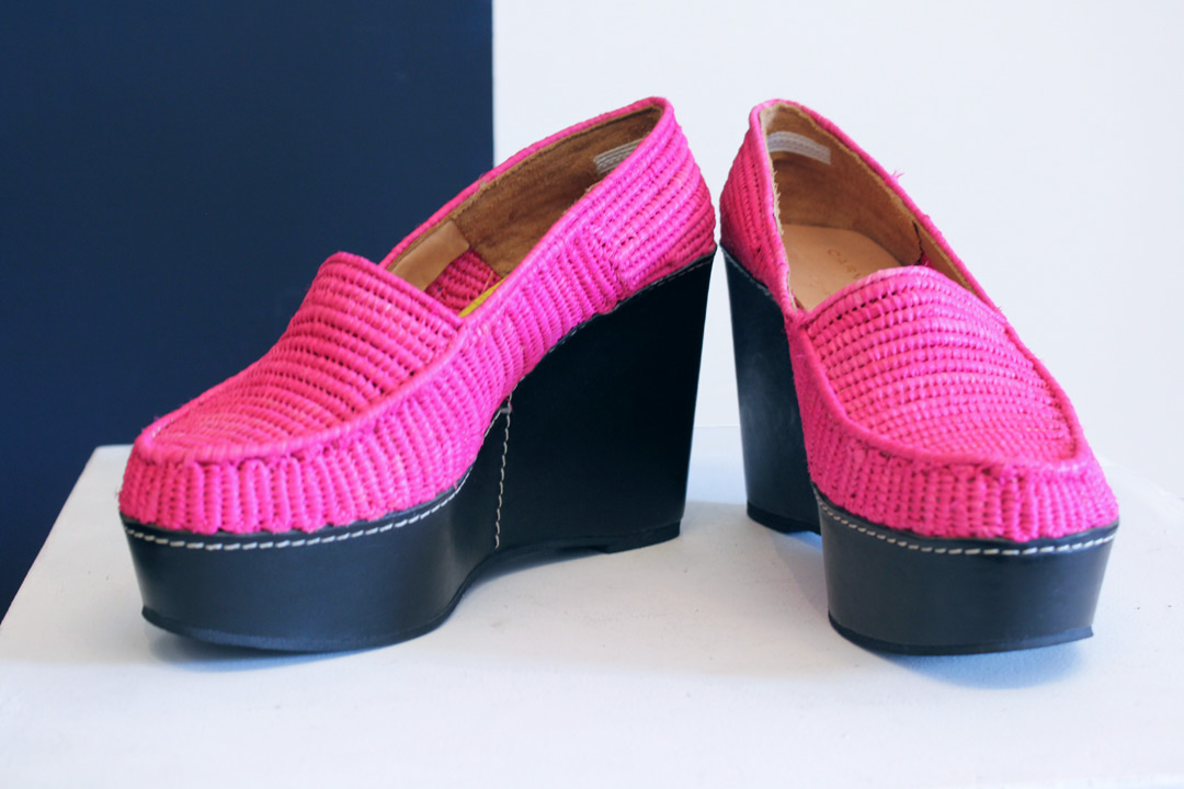 Roze raffia wedges met plateauzool van Carven by Robert Clergerie maat 36 - Afbeelding 6