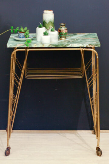 Franse Art Deco bijzettafel groen marmer look