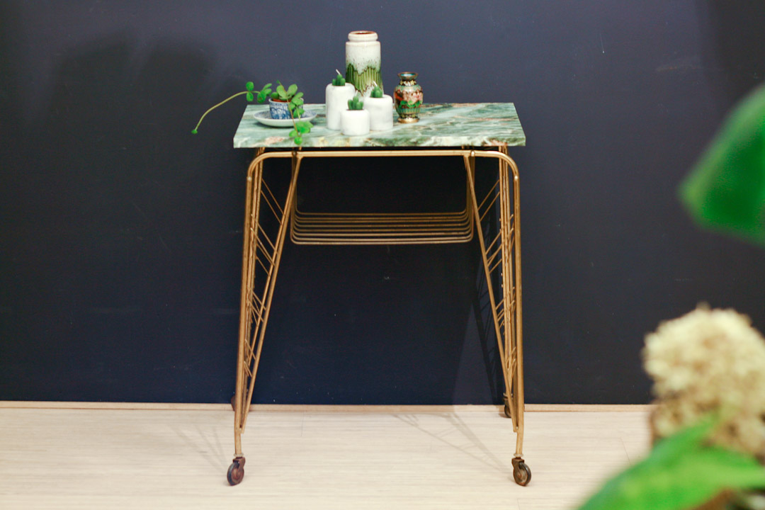 Franse Art Deco bijzettafel groen marmer look