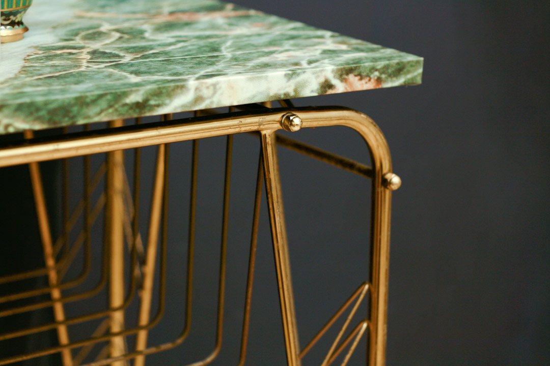 Franse Art Deco bijzettafel groen marmer look