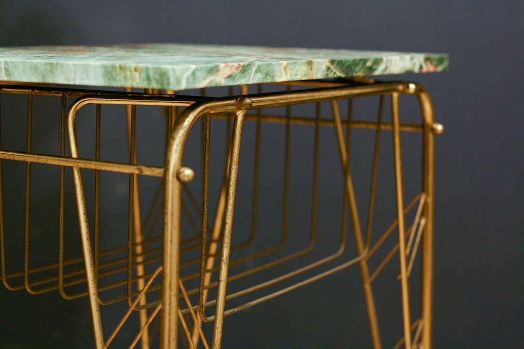 Franse Art Deco bijzettafel groen marmer look