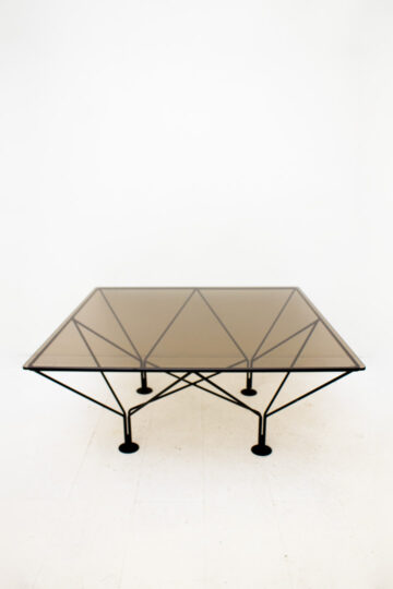 Vintage zwarte geometrische salontafel Paolo Piva-look