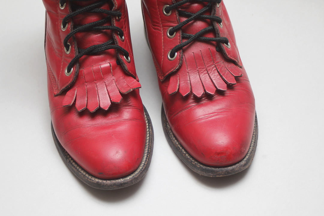 Vintage rode veterlaarzen cowboy maat 37 - Afbeelding 3