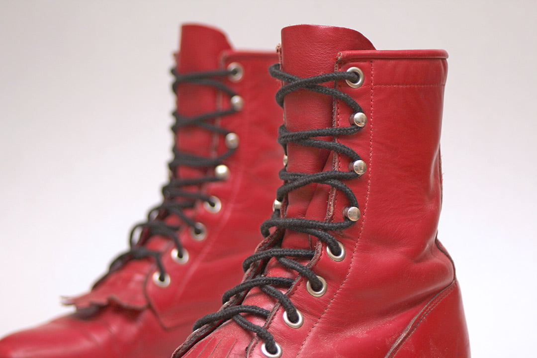 Vintage rode veterlaarzen cowboy maat 37 - Afbeelding 4