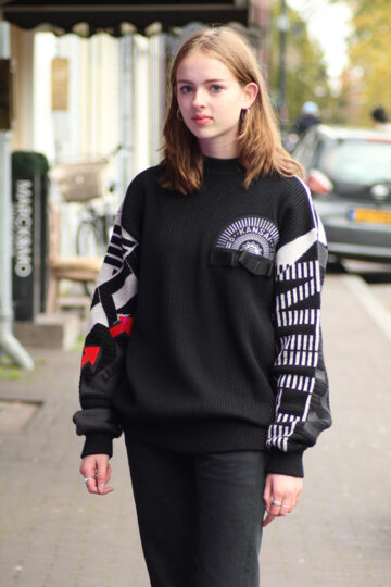 Kansai Yamamoto O2 jaren 80 zwart gebreide trui "automatic"